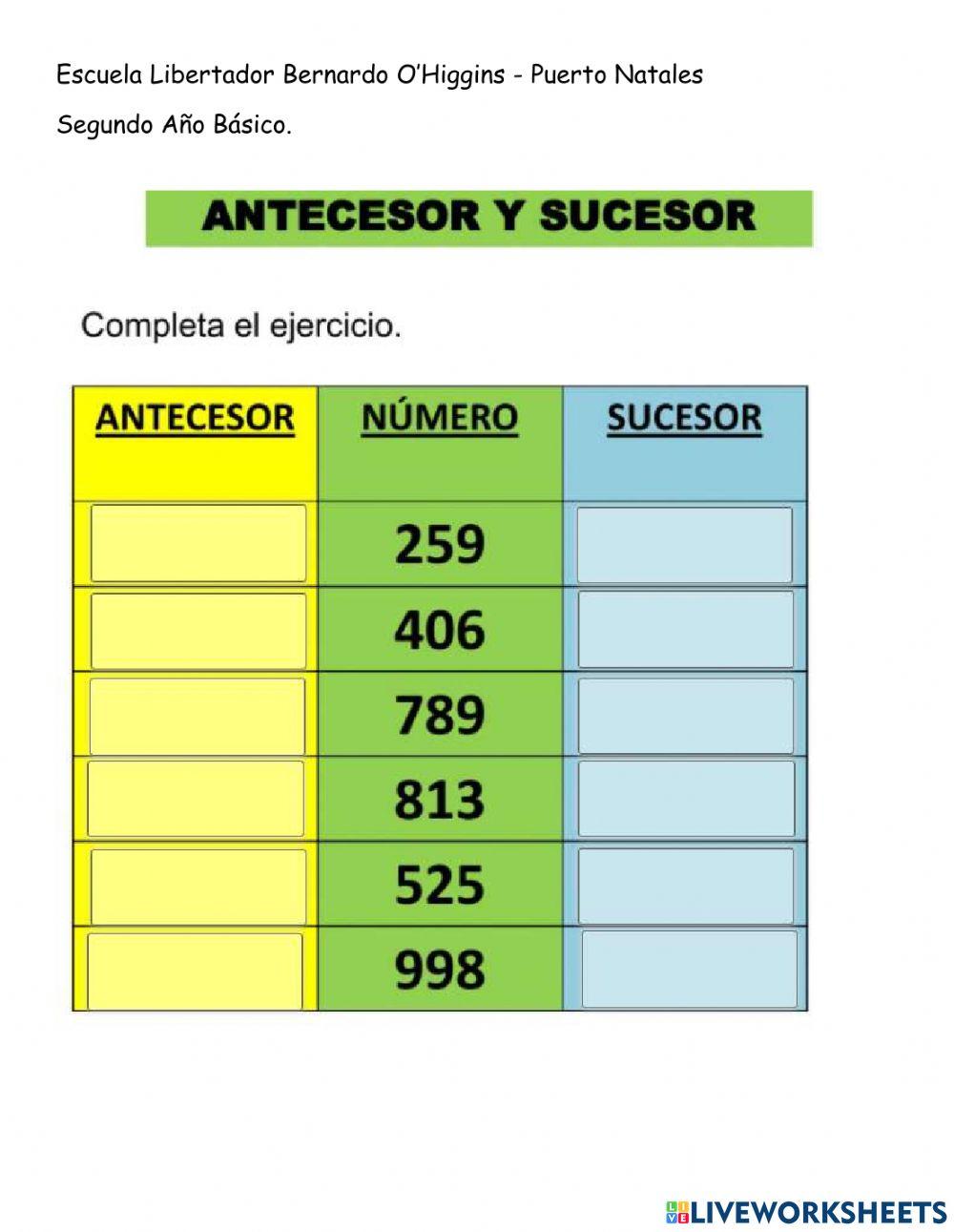 Antecesor y Sucesor