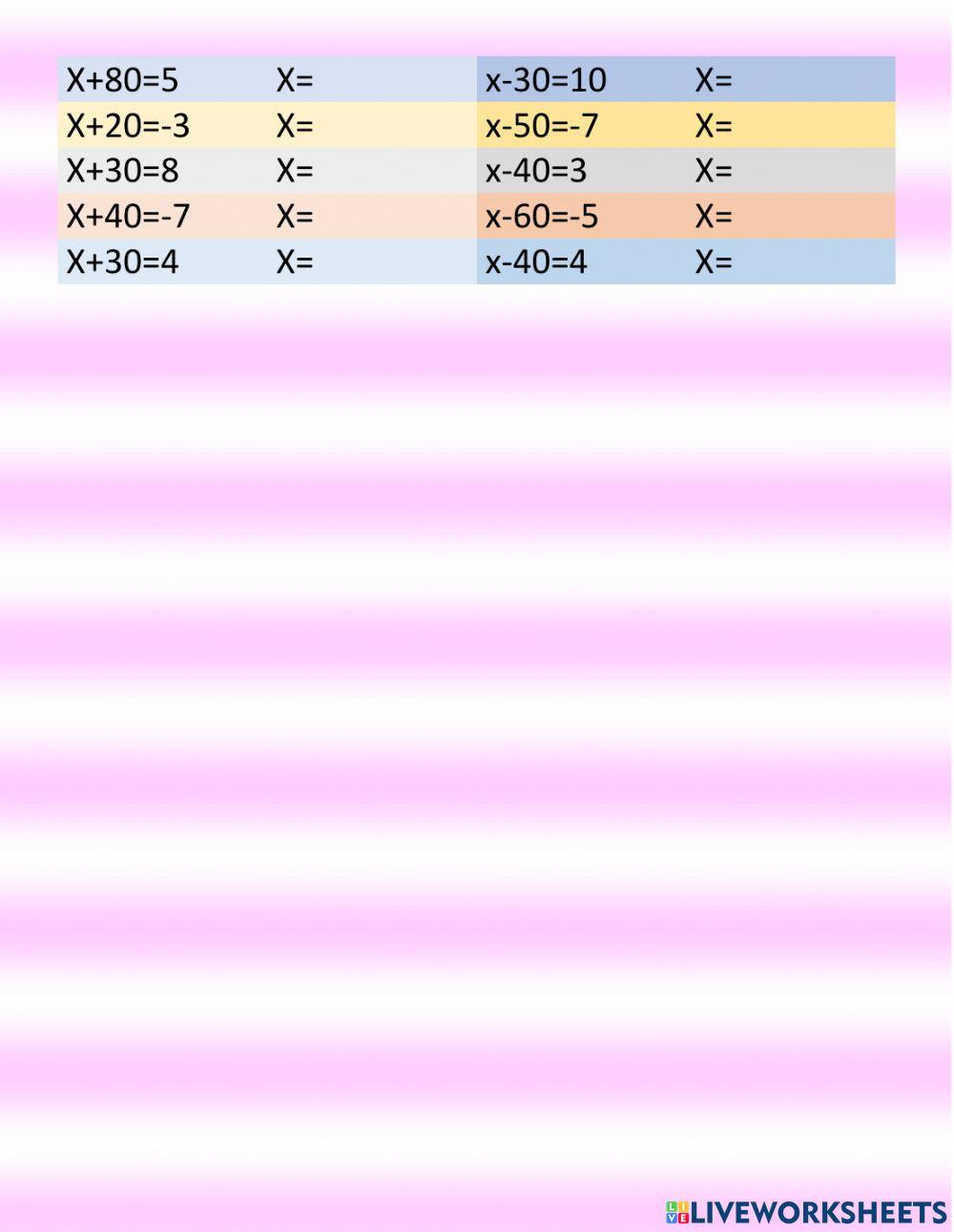 ECUACIONES x+a-b   x-a-b