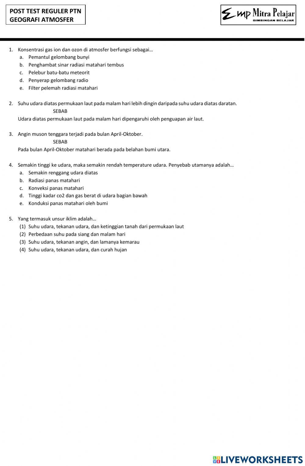 Post test geo atmosfer