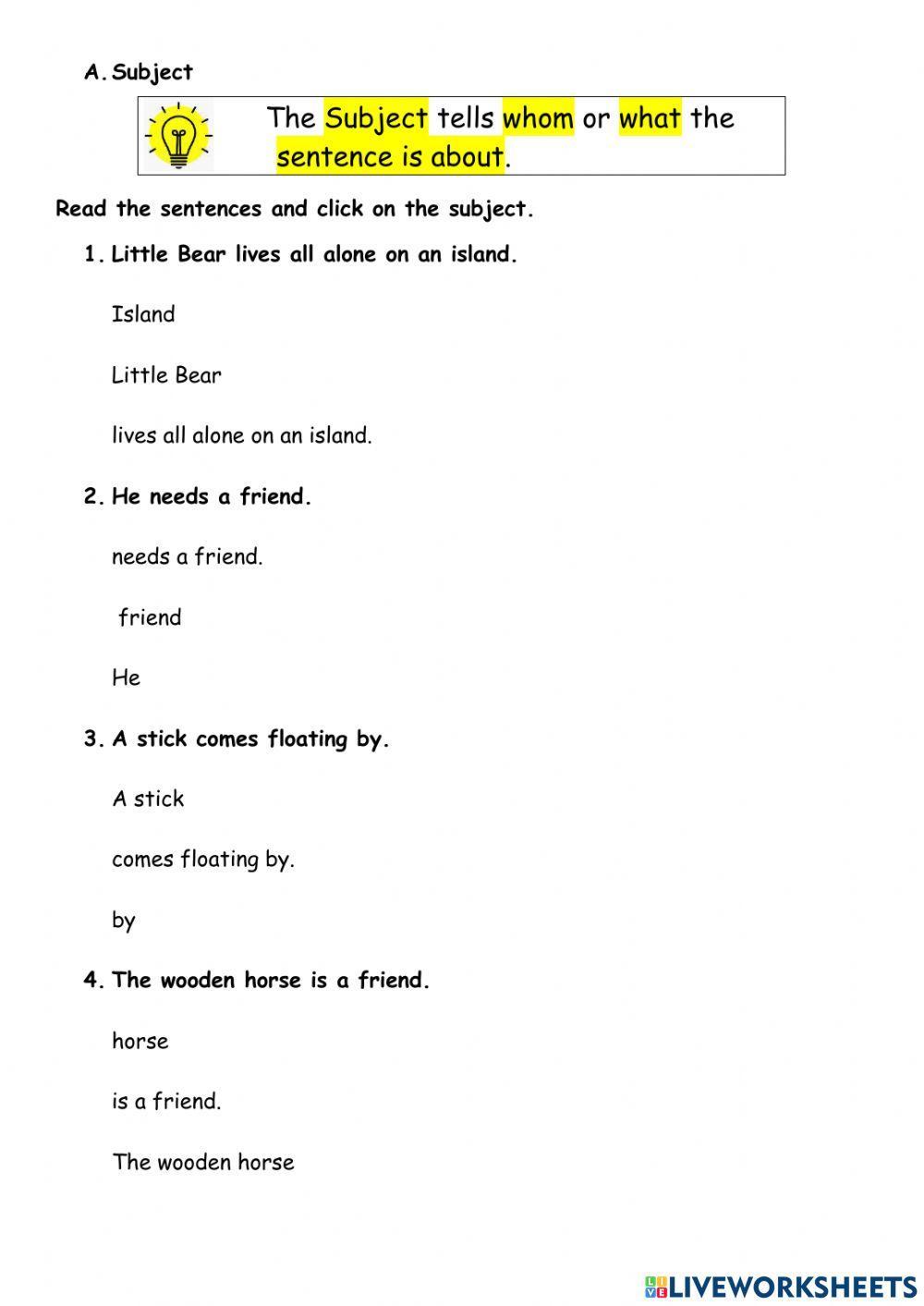 Subjects and Predicates