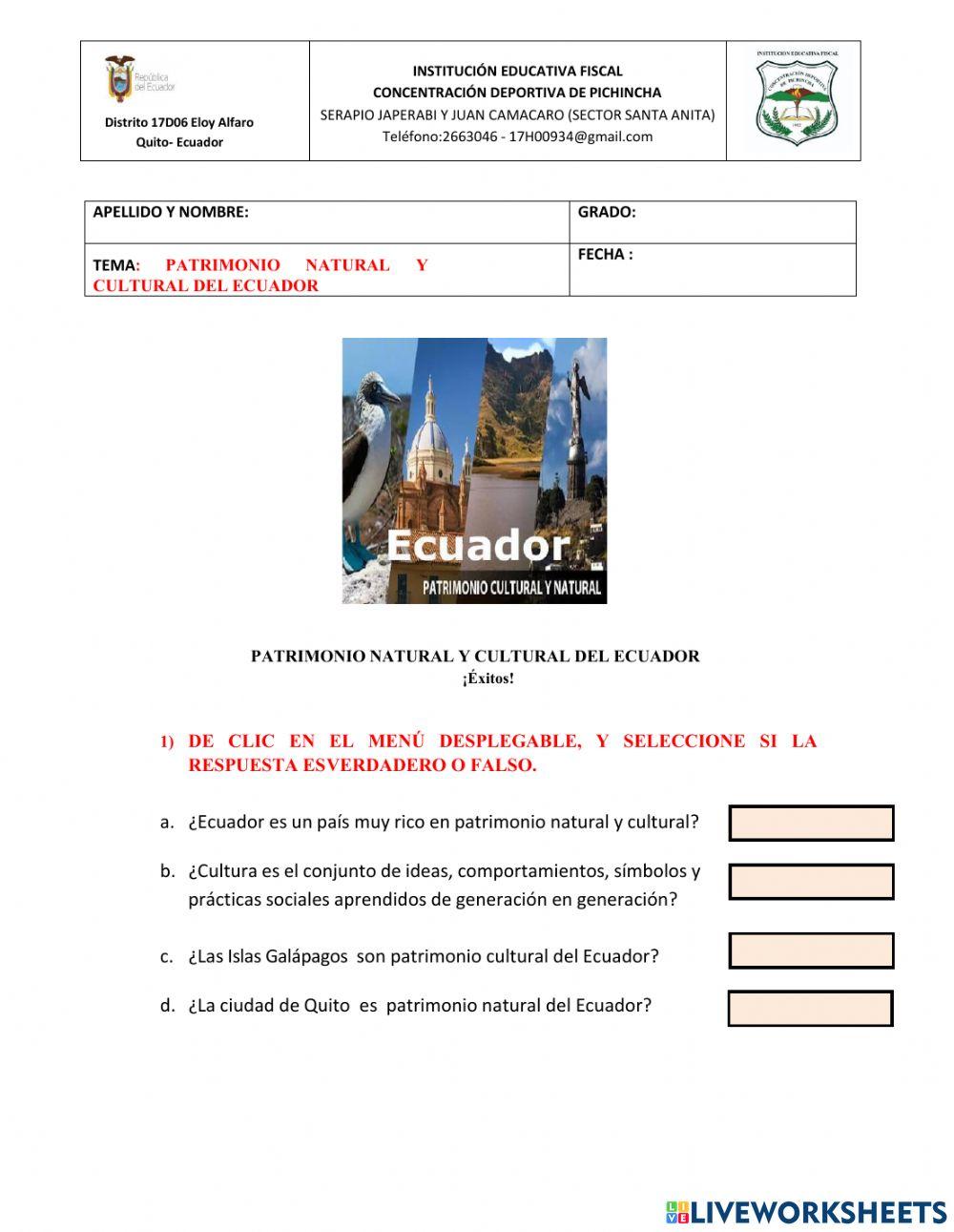 Patrimonio Natural y Cultural de Ecuador