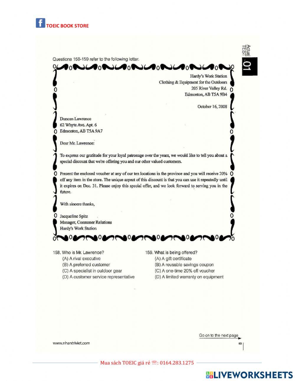 Toeic 2 homework reading