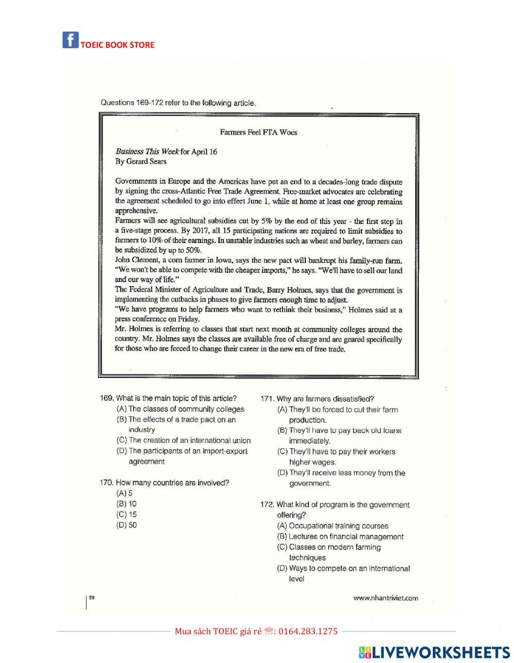 Toeic 2 homework reading