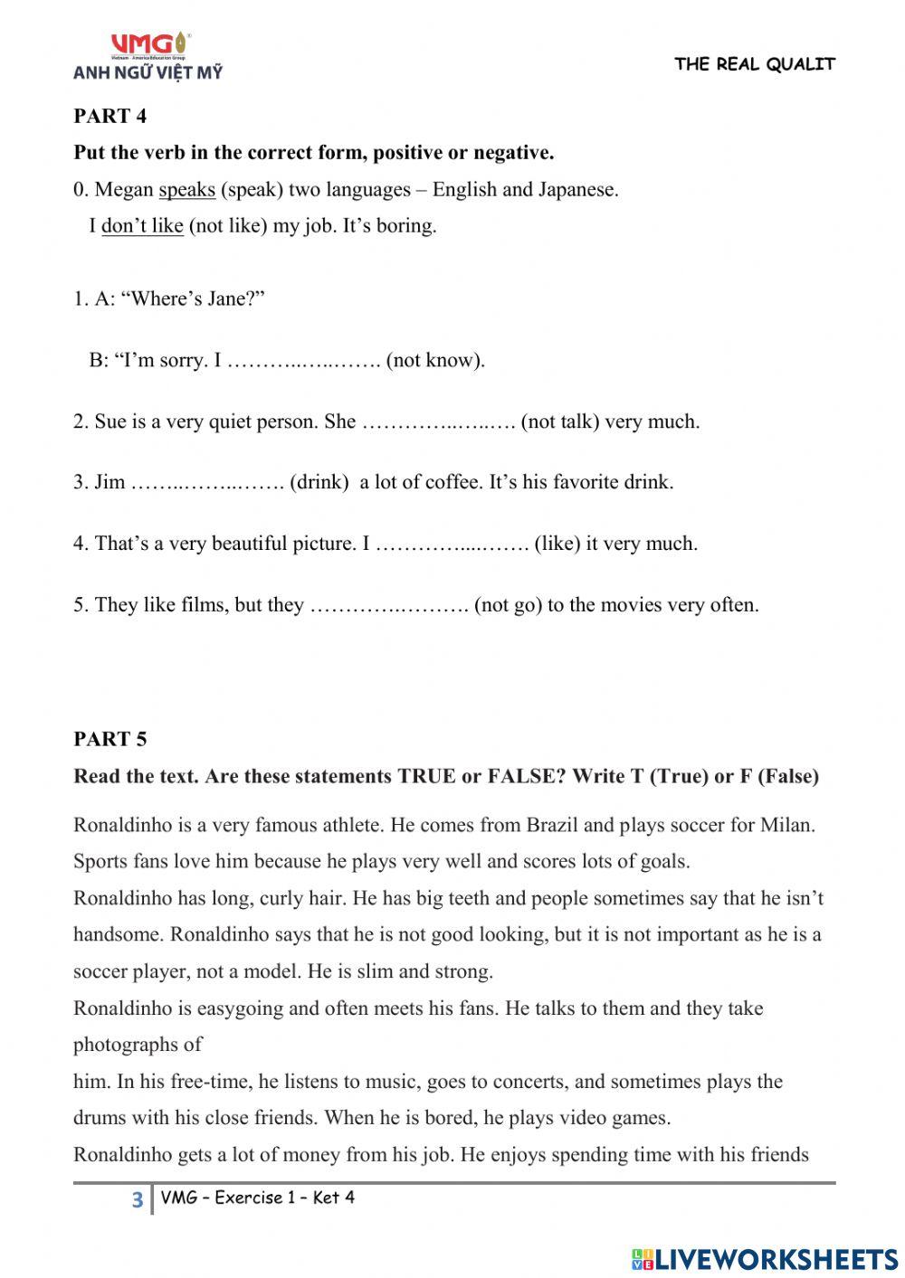 Ket 4 - Online Practice - Test 1