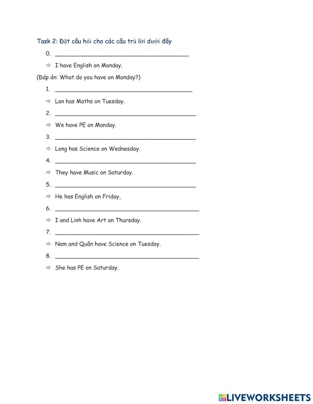 Luyện hỏi-đáp về timetable