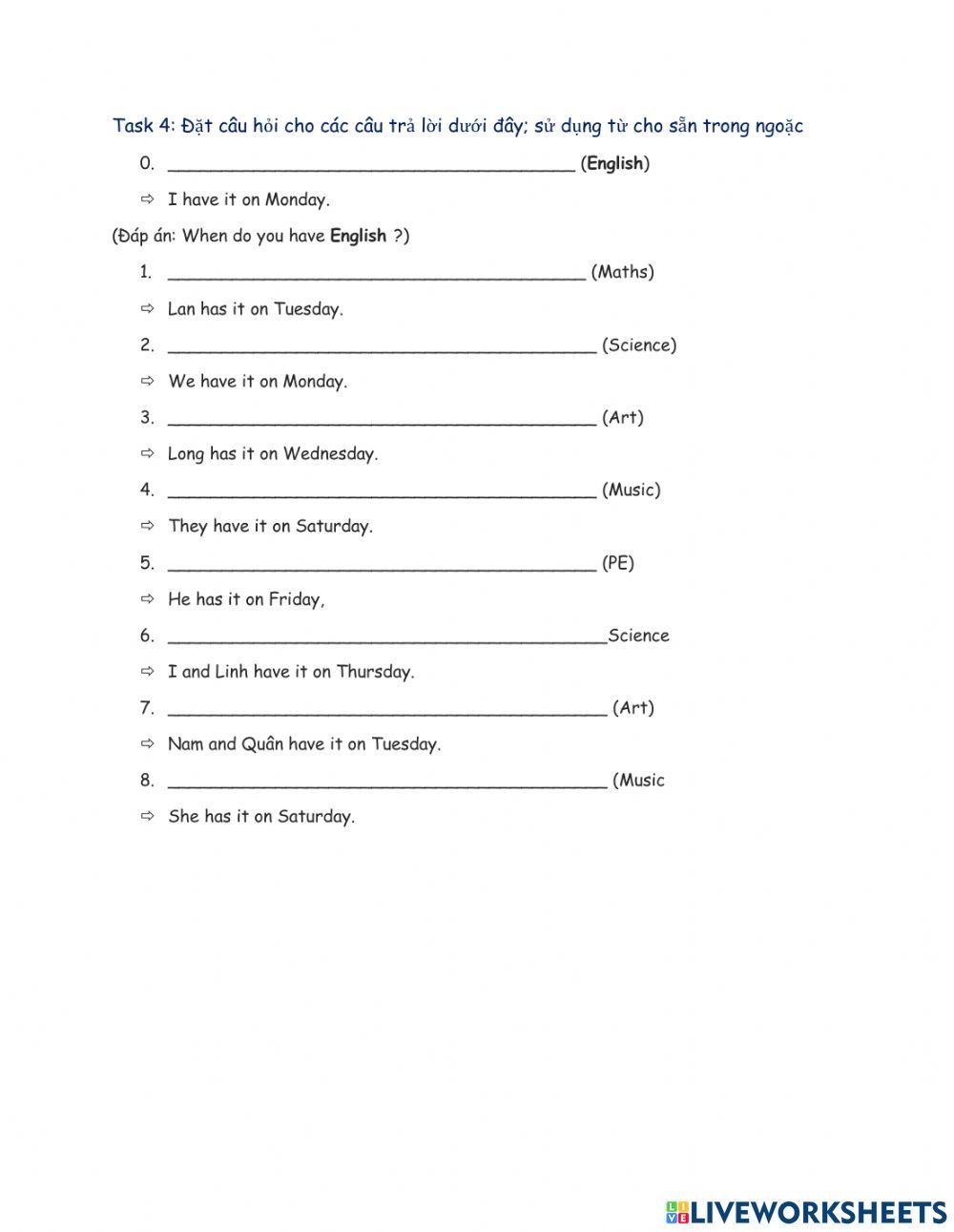 Luyện hỏi-đáp về timetable