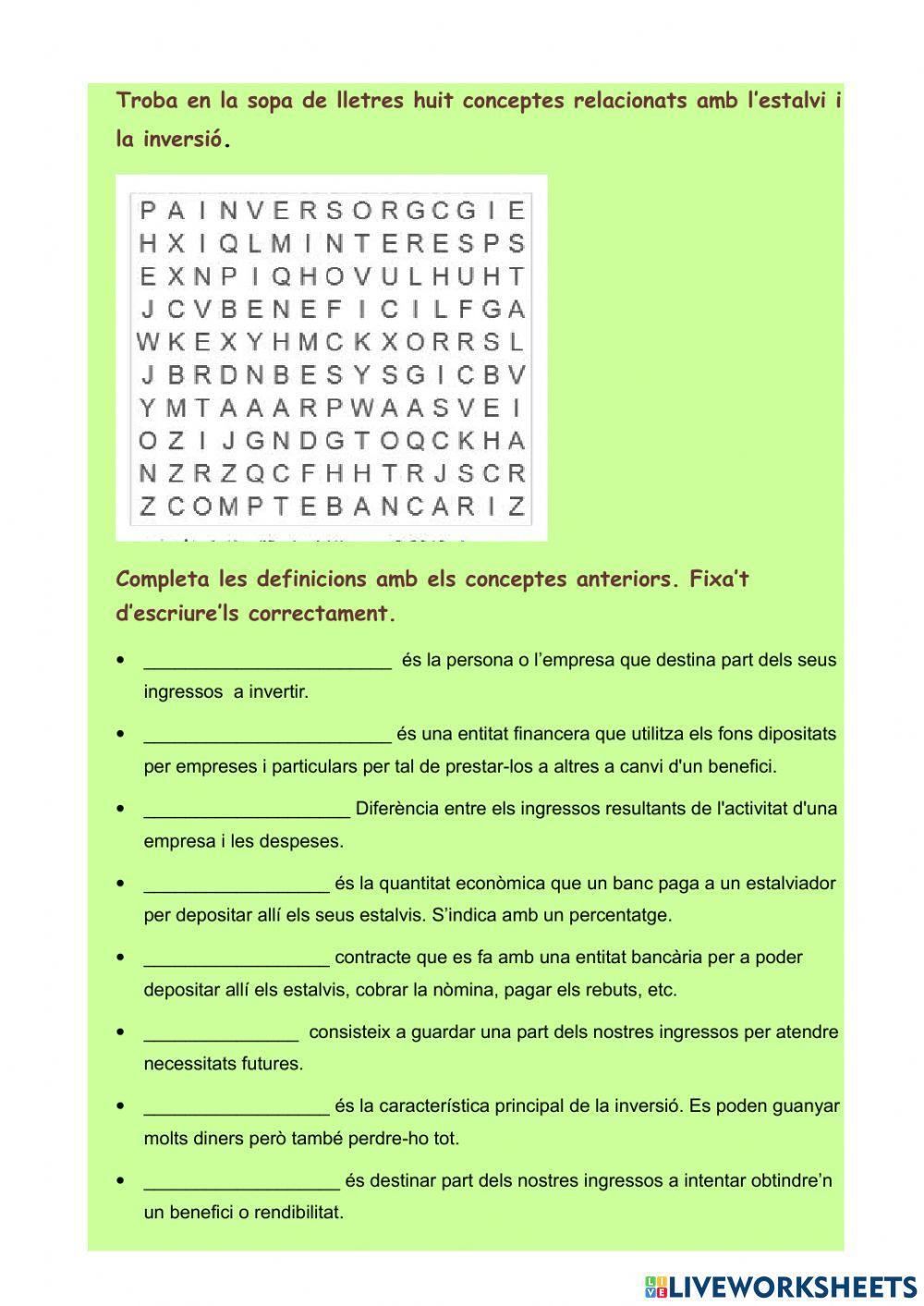 Els diners, l'estalvi i la inversió