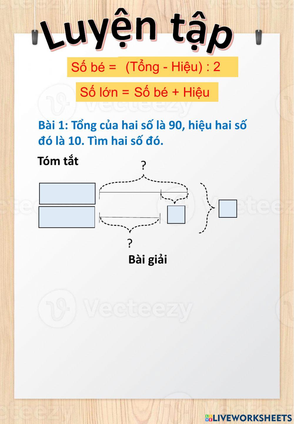 Luyện tập bài toán tổng hiệu