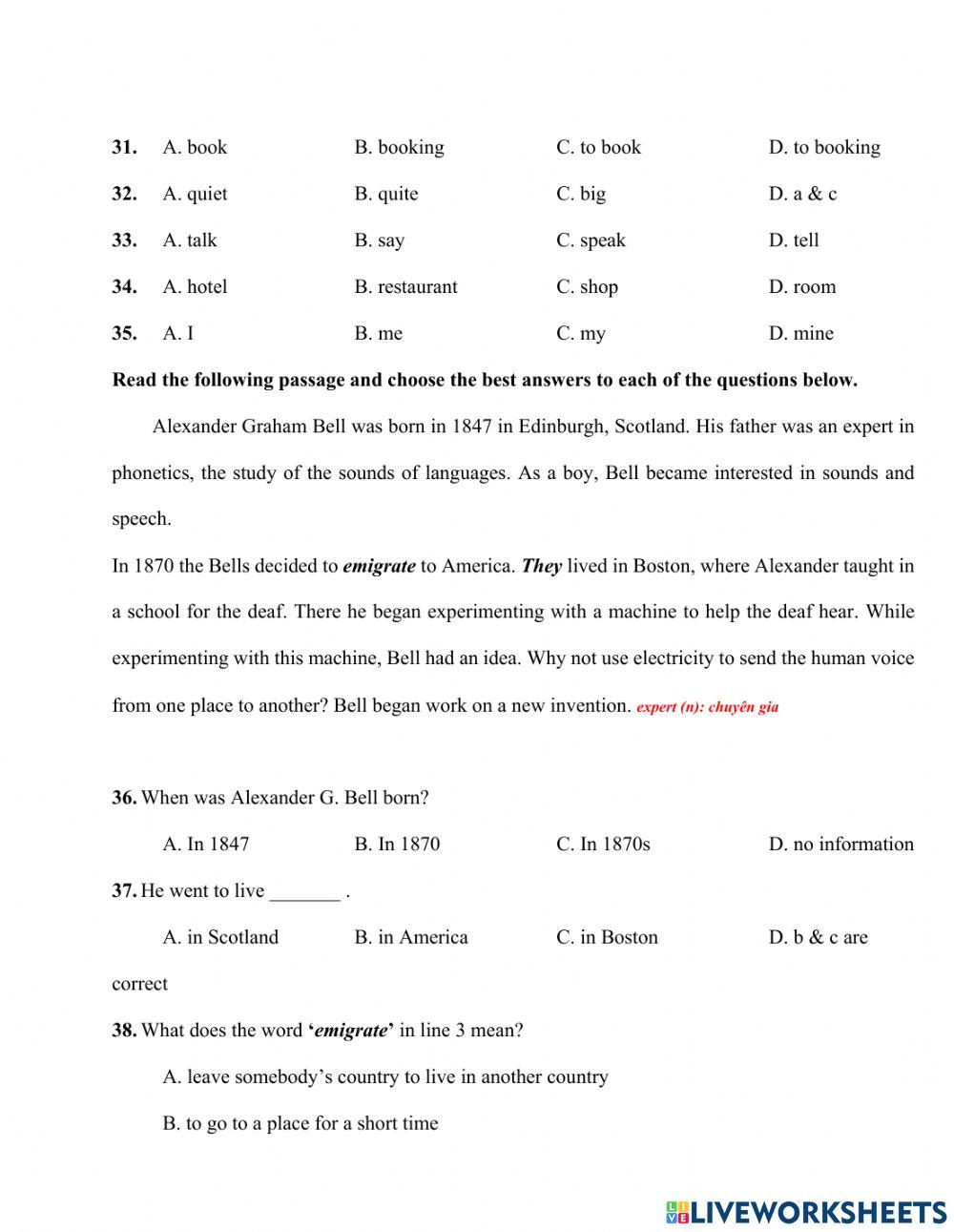 Test unit 2 english 8