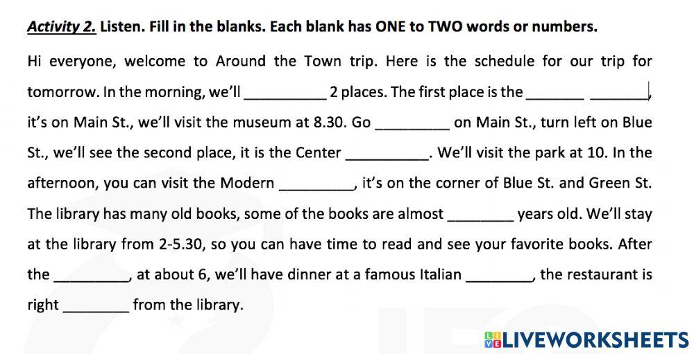 Unit 2 - Listening 2-  Activities 2