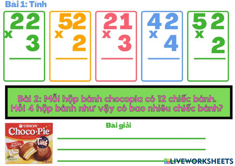 Nhân số có 2 chữ số với số có 1 chữ số