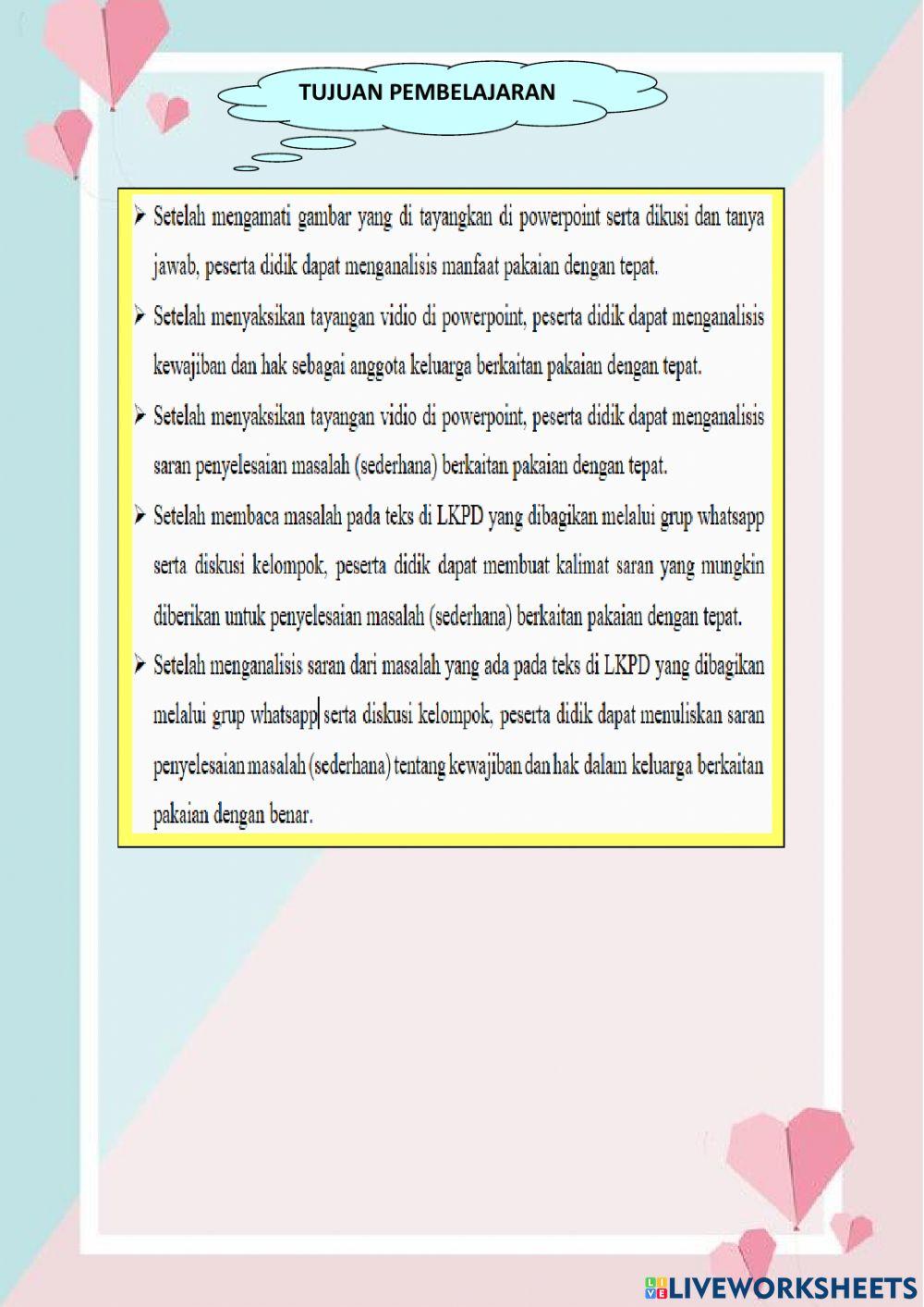 Kewajiban dan hakku di rumah berkaitan pakaian