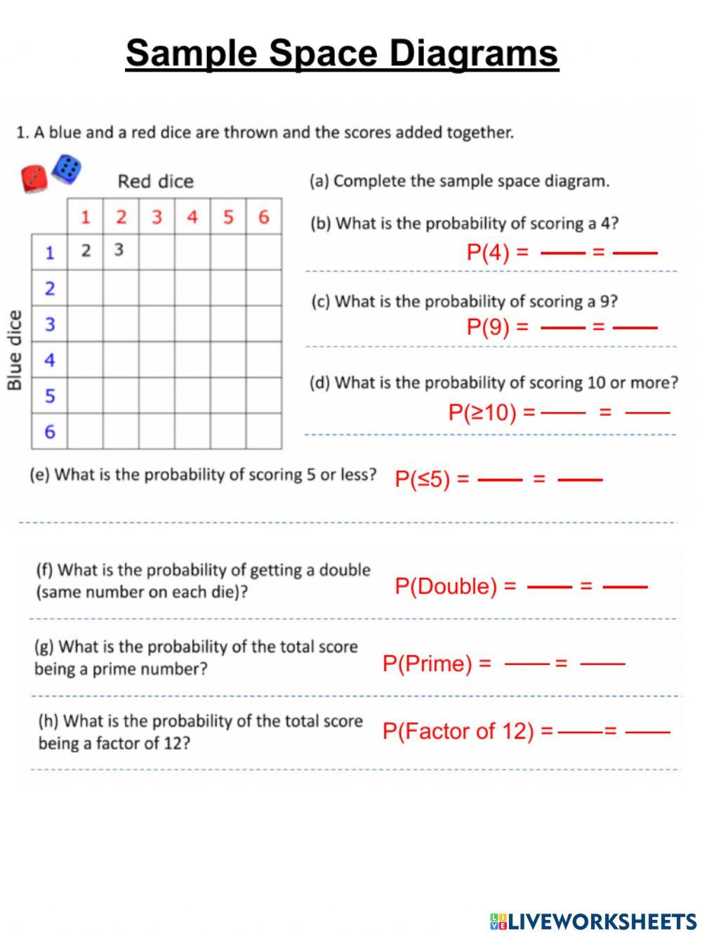 Sample Space online exercise for | Live Worksheets