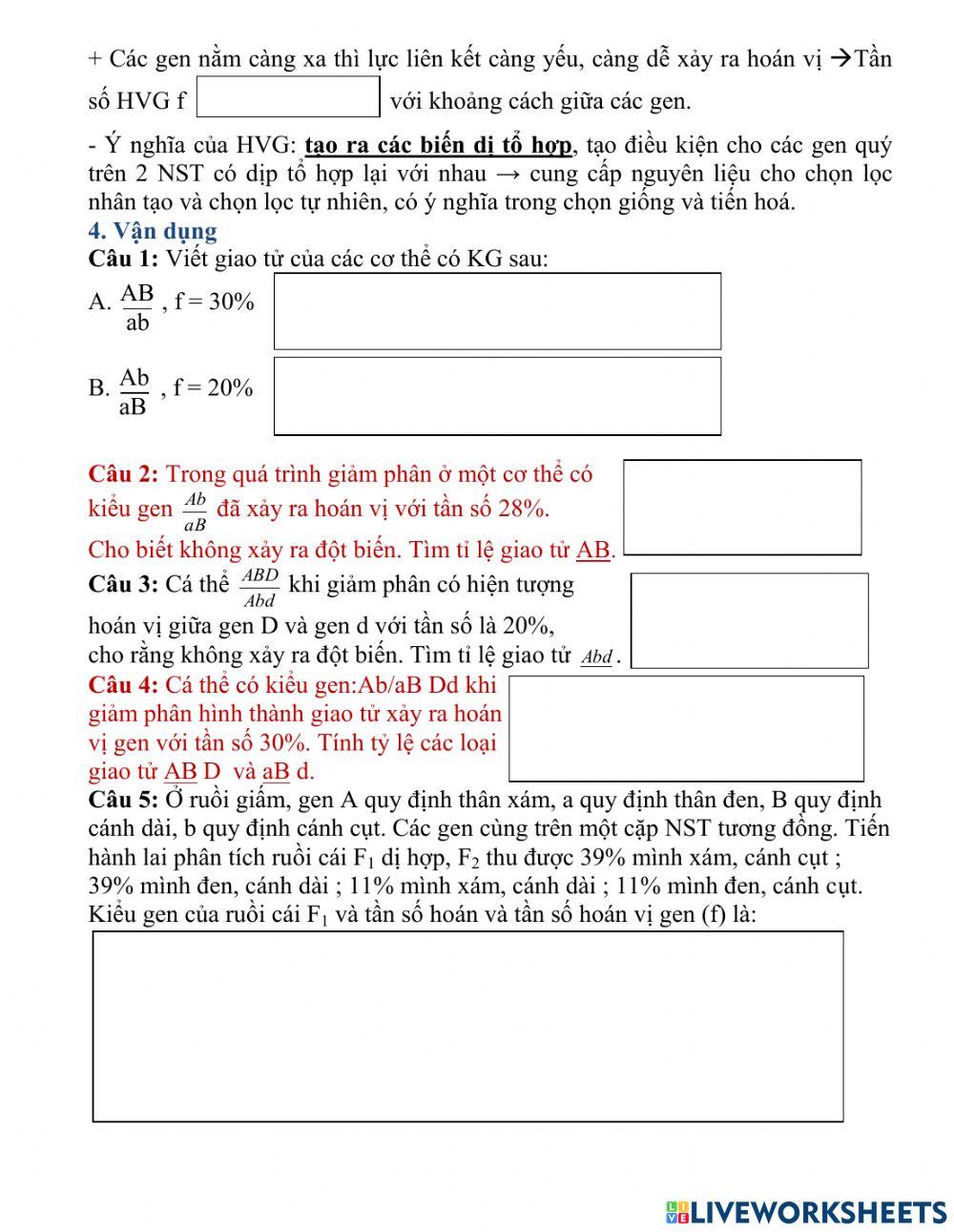 Dạy online sinh 12. bài 11. liên kết gen, hoán vị gen