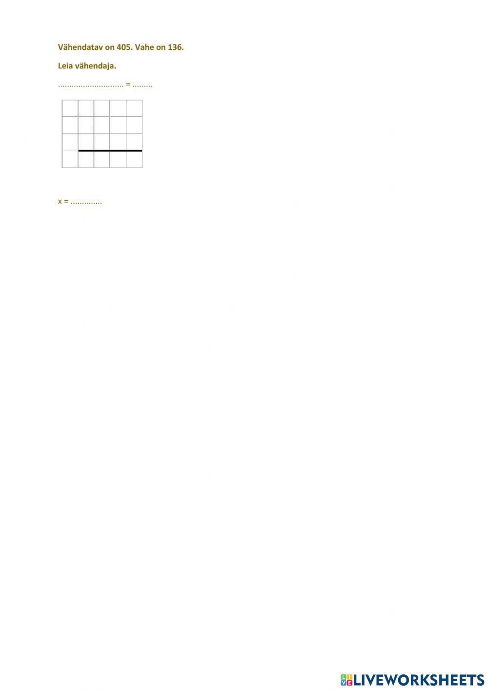 Kordamine. Tundmatu liidetava, vähendatava ja vähendaja leidmine 3. klass