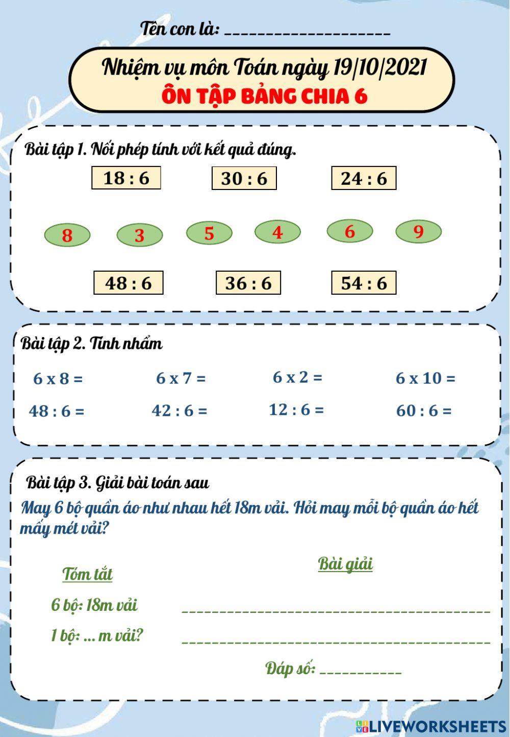 Nhiệm vụ ngày 19-10-lớp 3.2