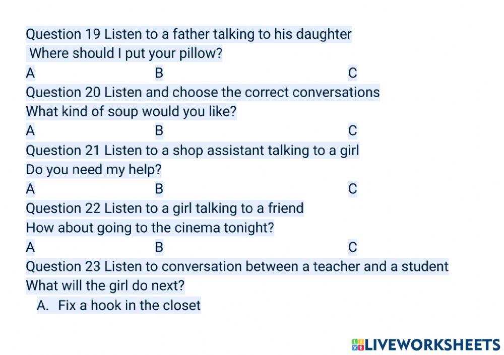 Listening - Toefl Primary Step 1