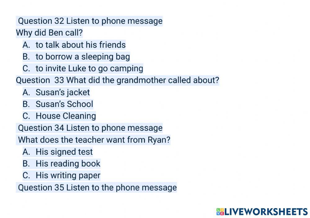 Listening - Toefl Primary Step 1