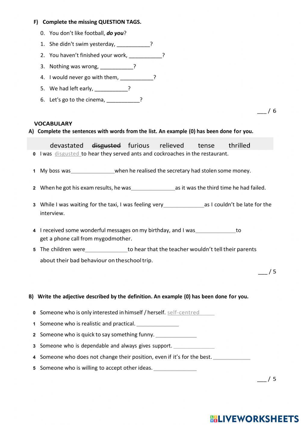 Upper-intermediate TEST 1