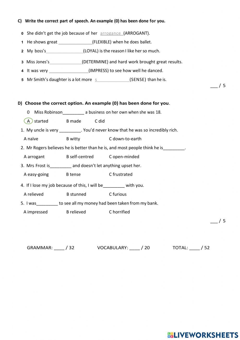 Upper-intermediate TEST 1