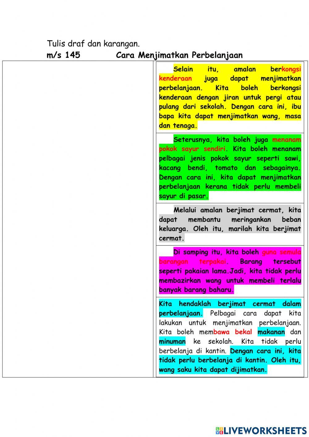 Karangan Cara Menjimatkan Perbelanjaan - Jawapan