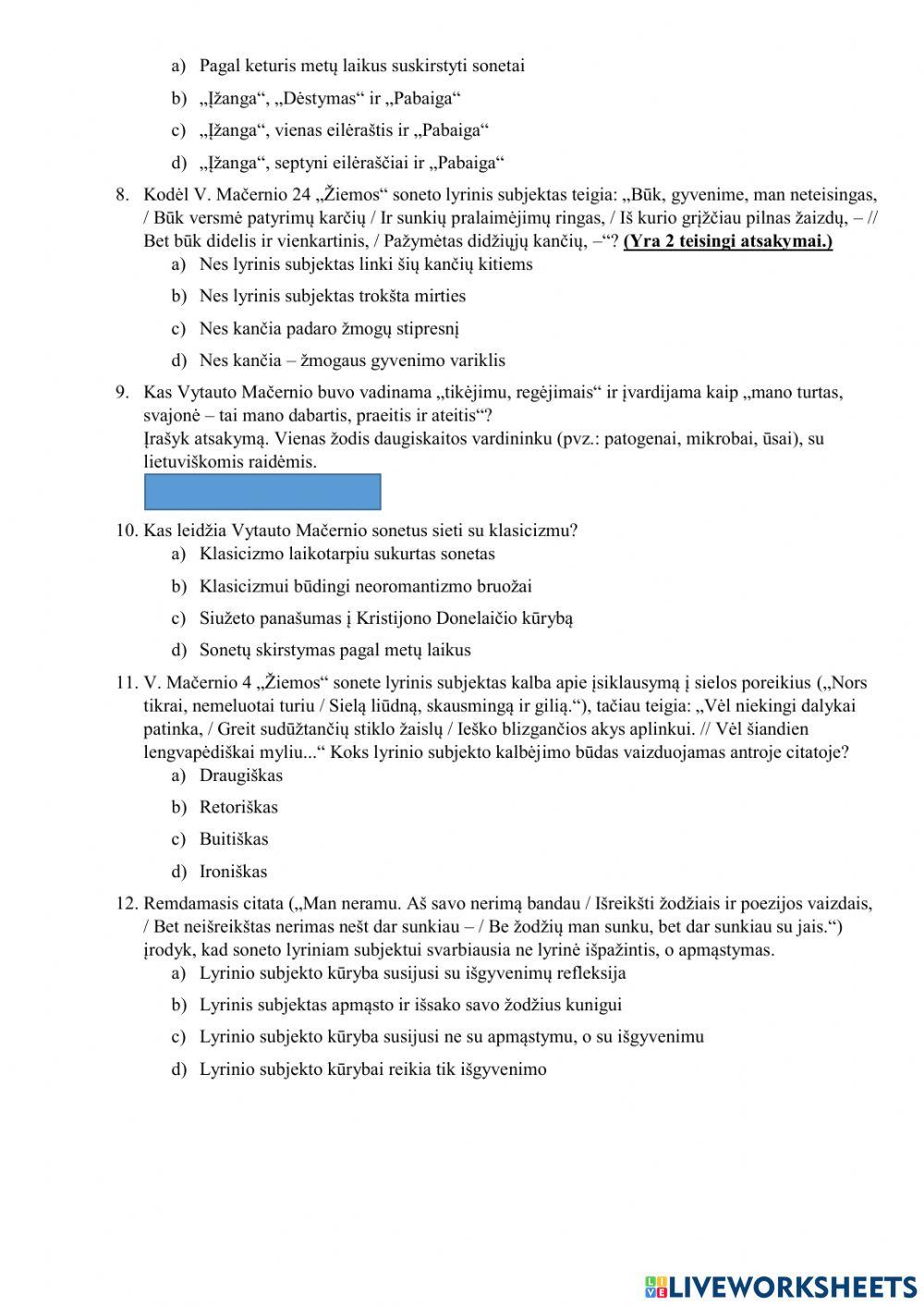 V. Mačernis. Apibendrinimas.