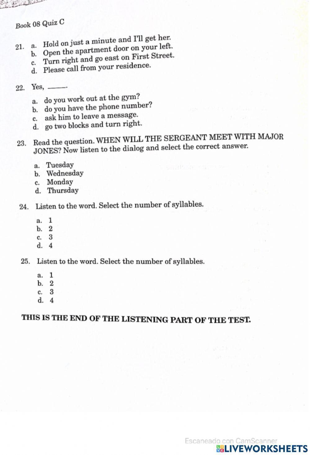 Book 8 Quiz C