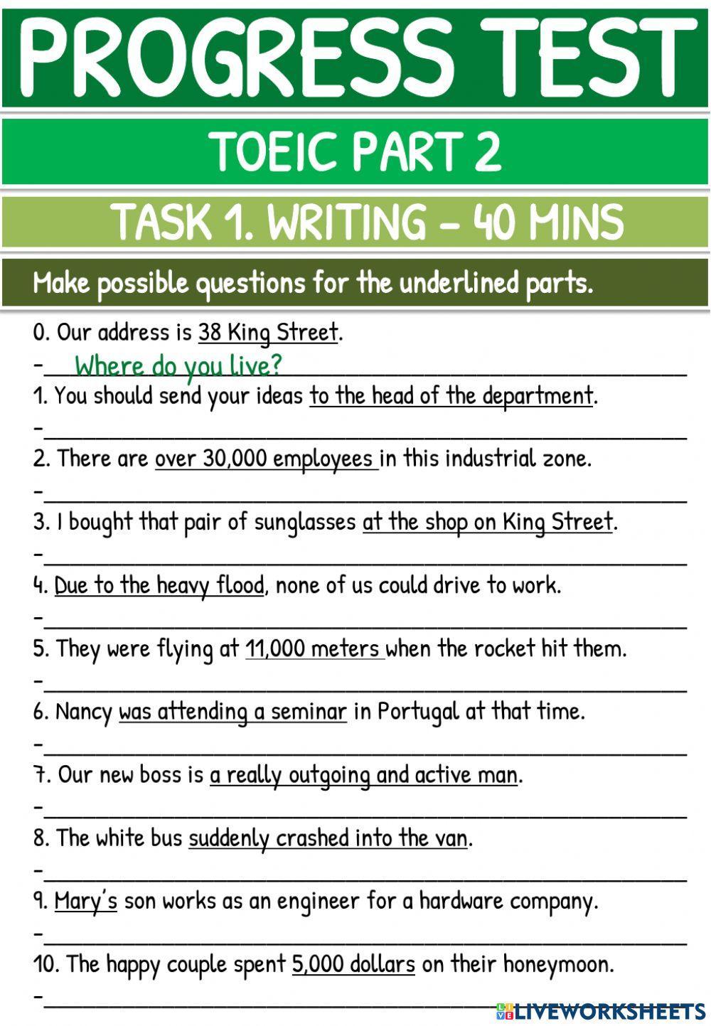 Toeic part 2 writing lần 2