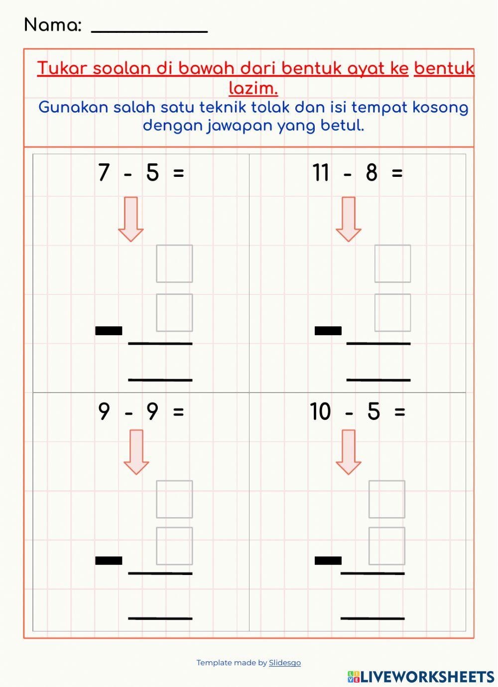 Operasi tolak bentuk lazim