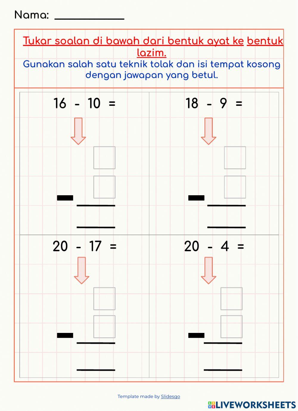 Operasi tolak bentuk lazim