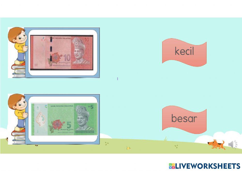 Menyusun nilai wang kecil - besar