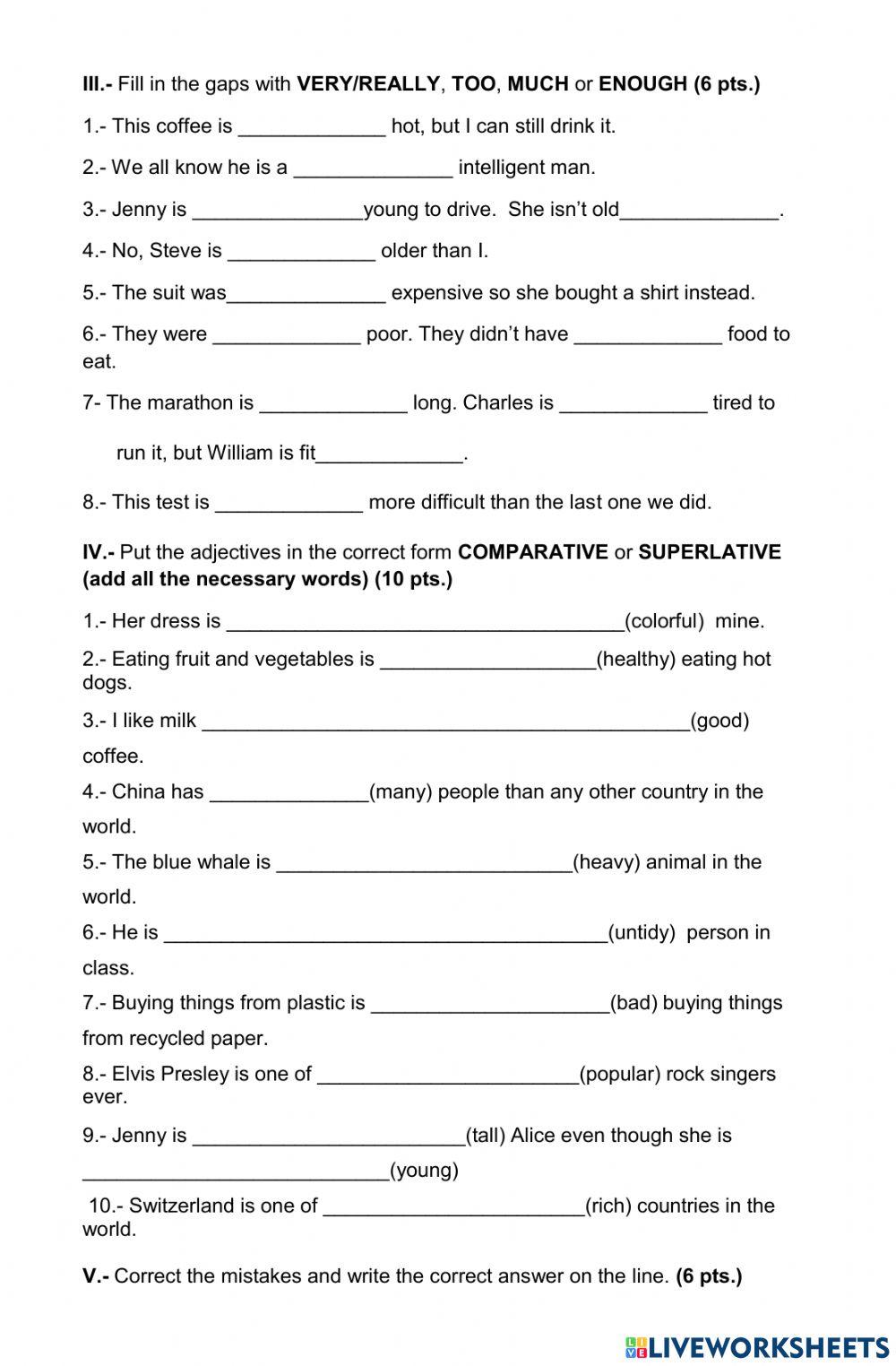 Comparative and superlative