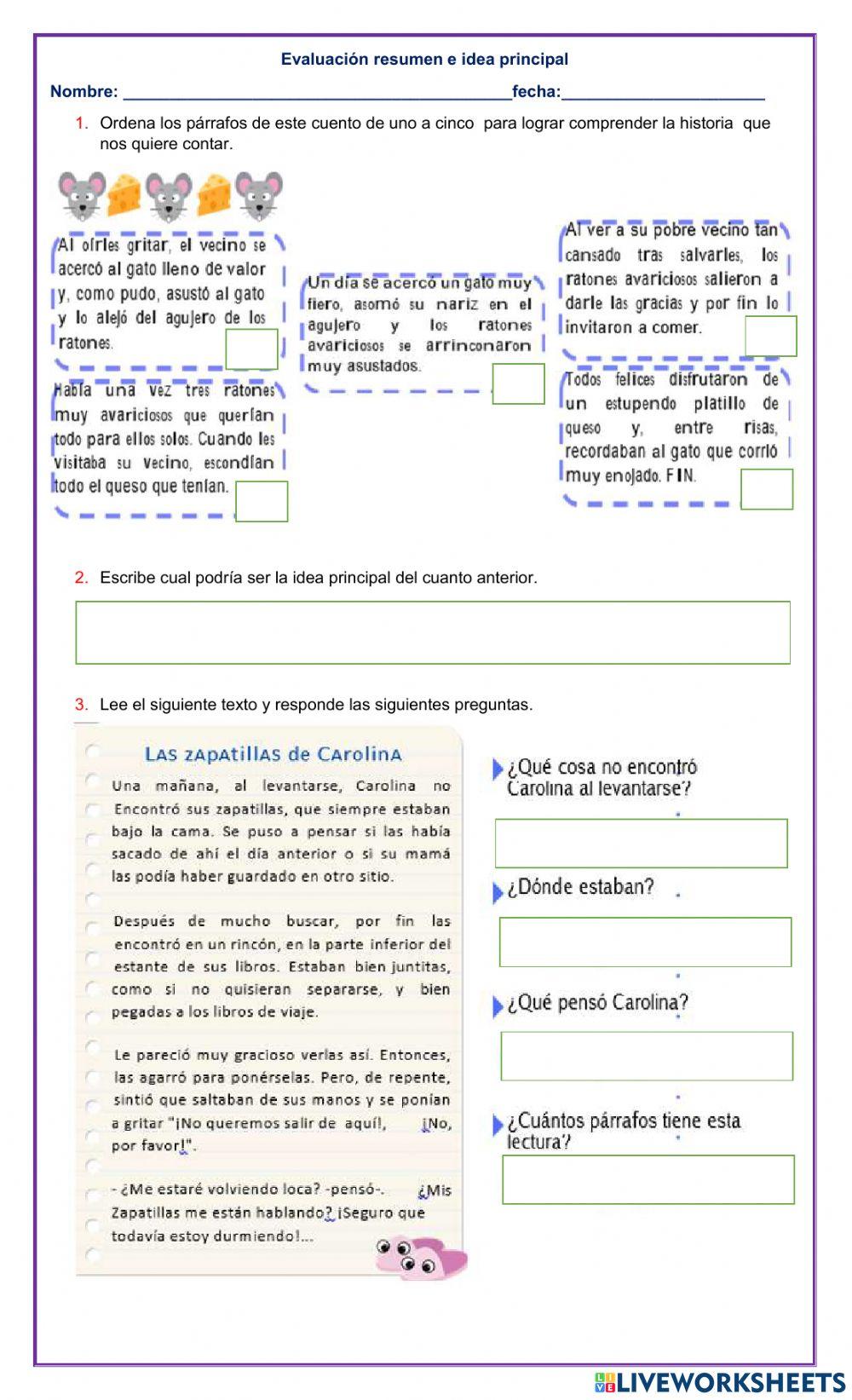 Resumen e idea principal Resumen e idea principal