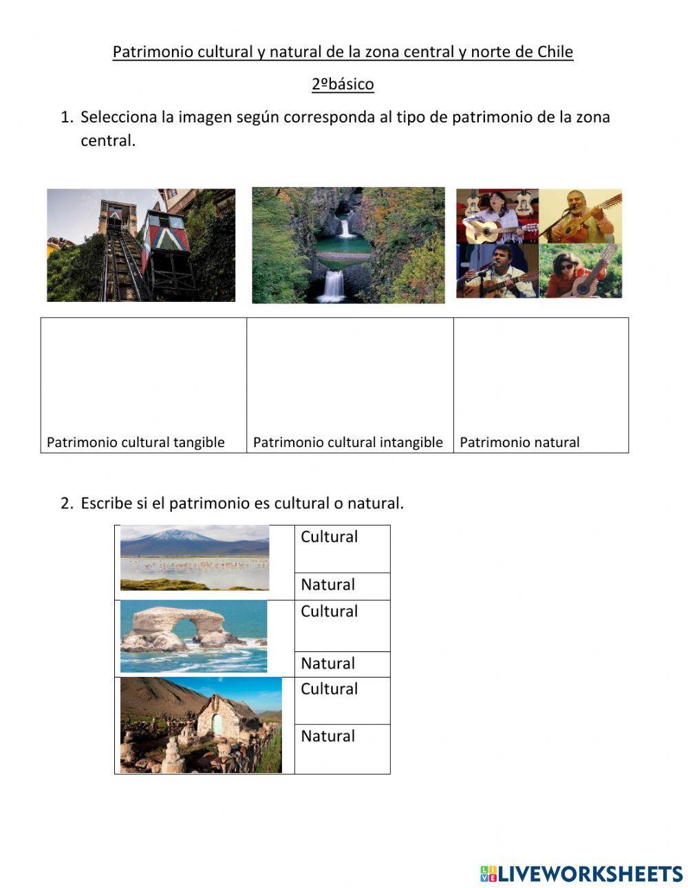 Ptrimonio zona centro y norte de chile