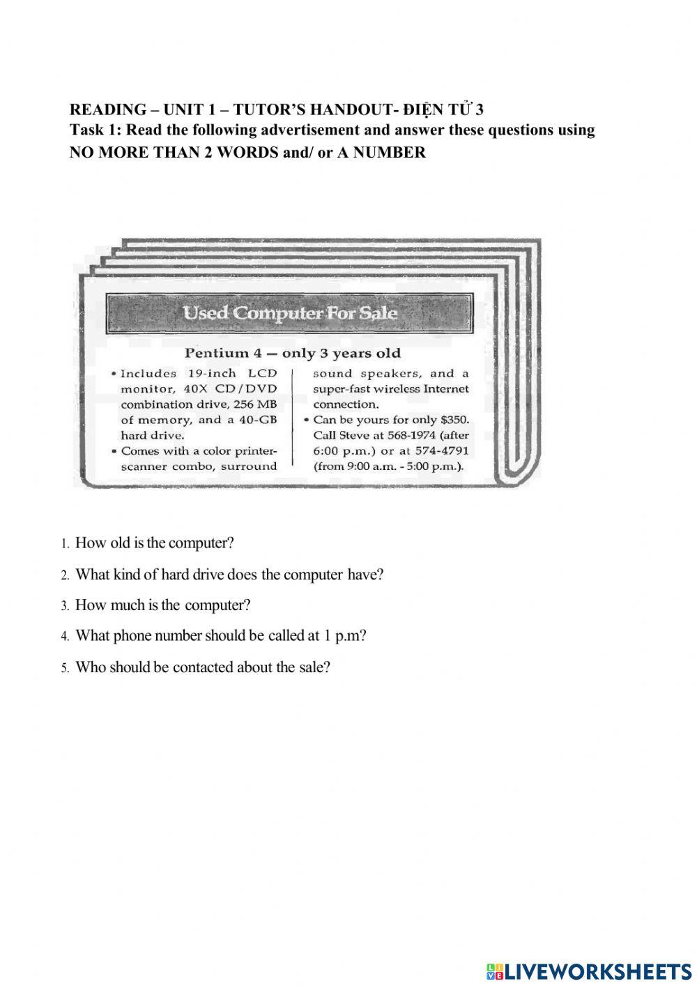 Reading comprehension