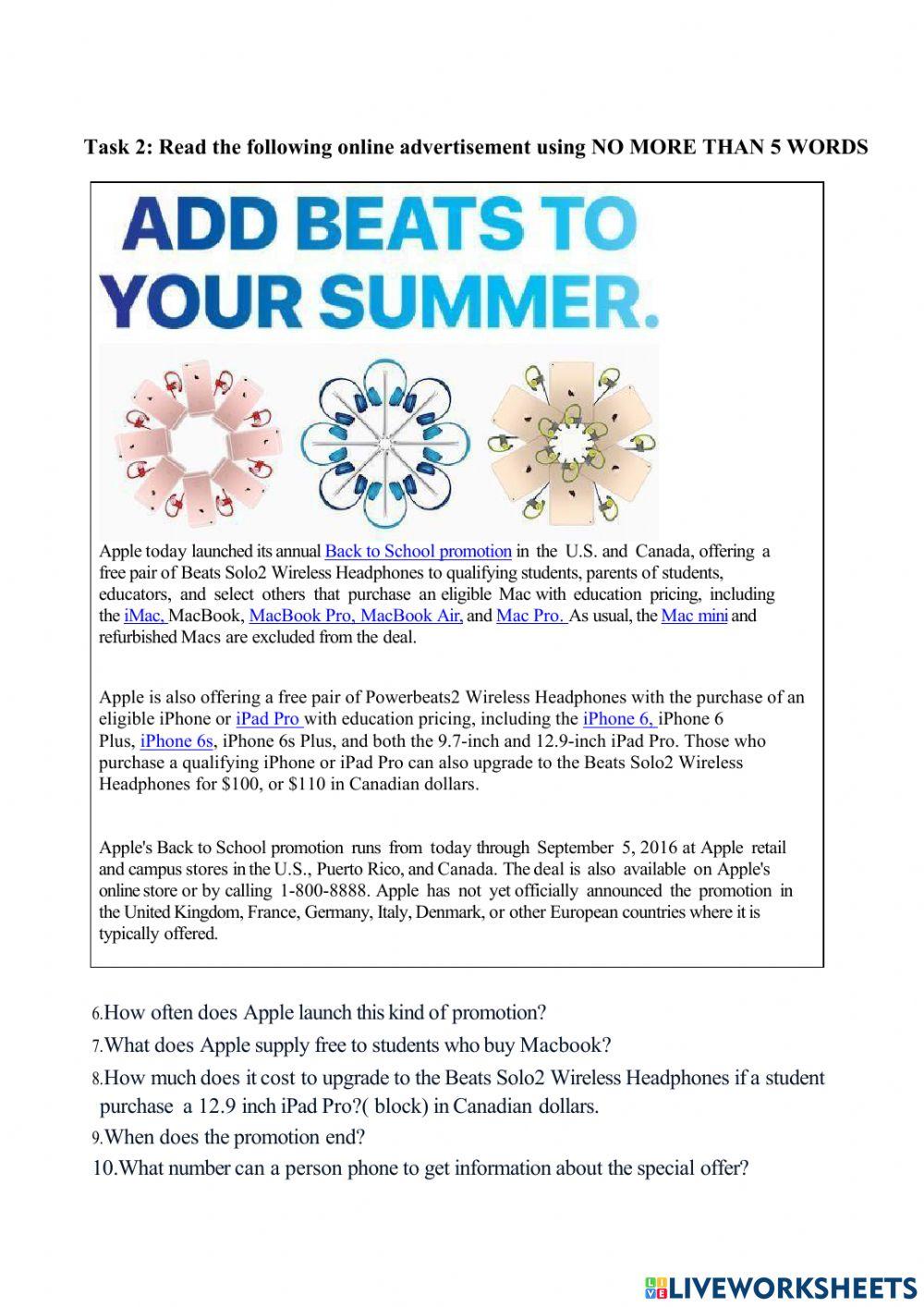 Reading comprehension