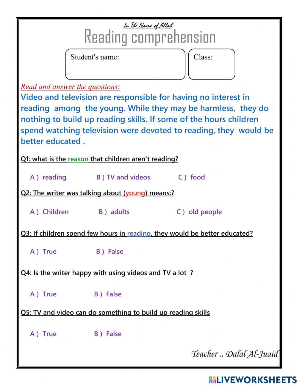 Comprehension Comprehension
