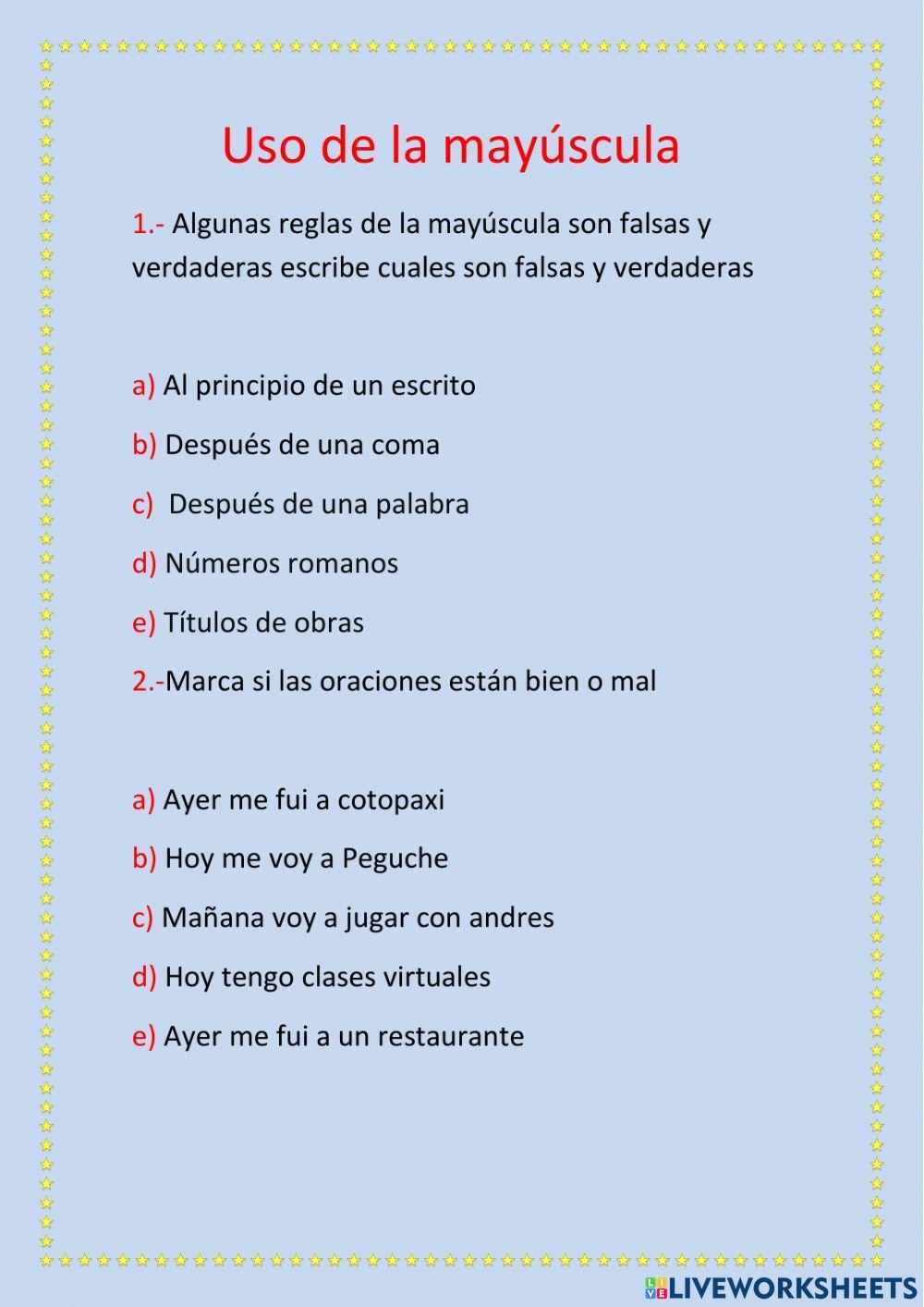 Uso de la mayúscula