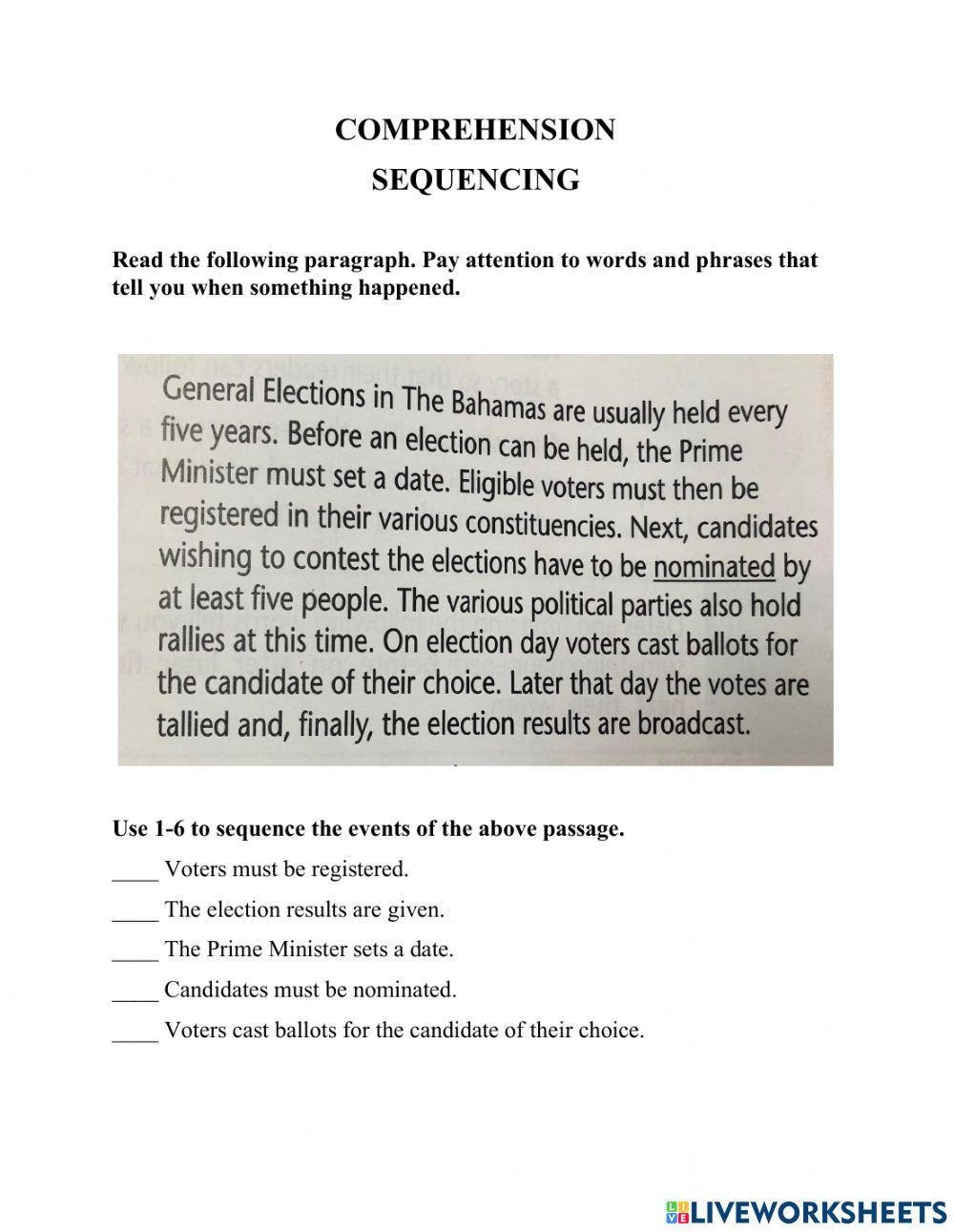 Sequencing online pdf worksheet | Live Worksheets