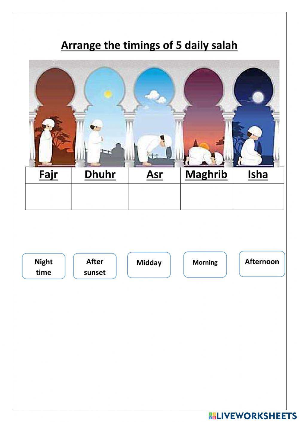 Timings of salah