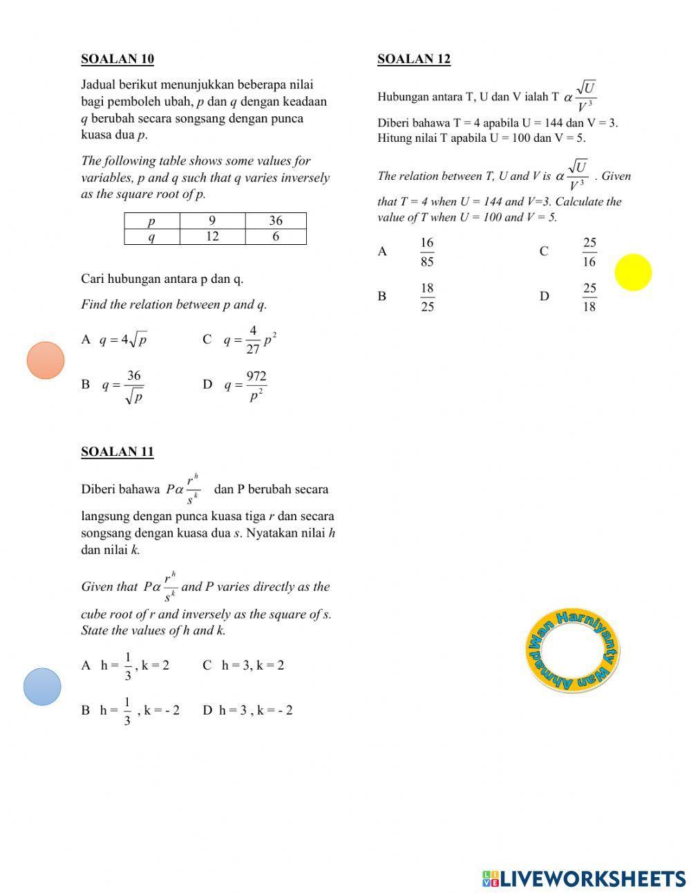 Bab 1 ubahan Matematik Tingkatan 5