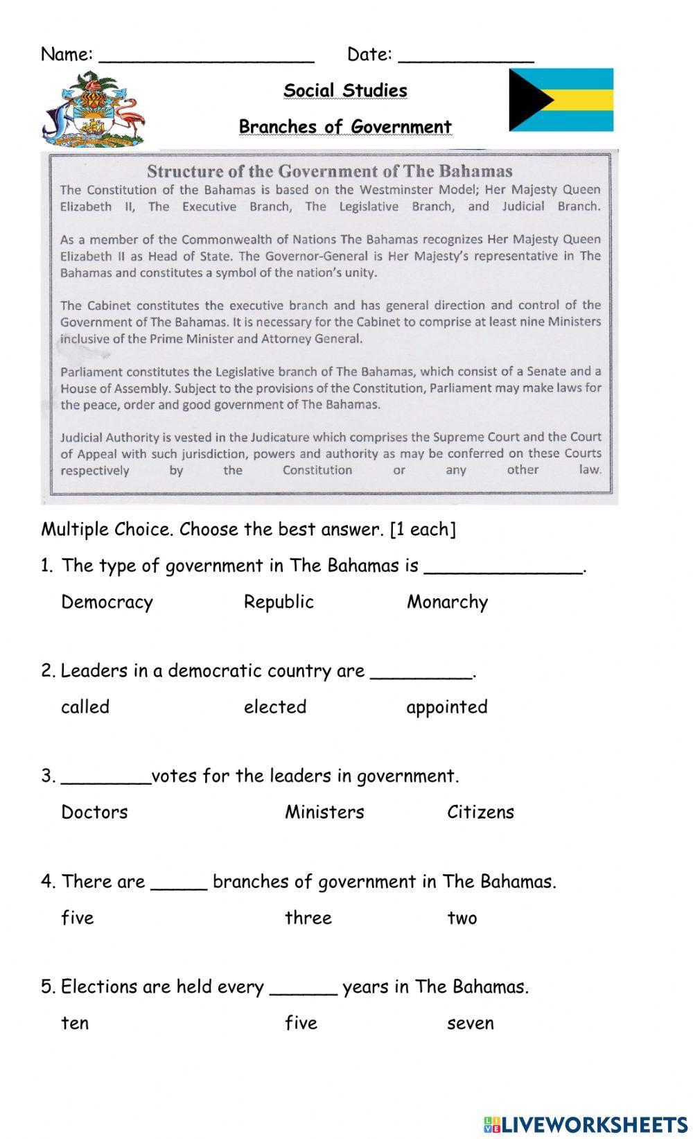 What Type Of Government Does The Bahamas Have 1544678 | Branches of Government - Bahamas | LGossner242