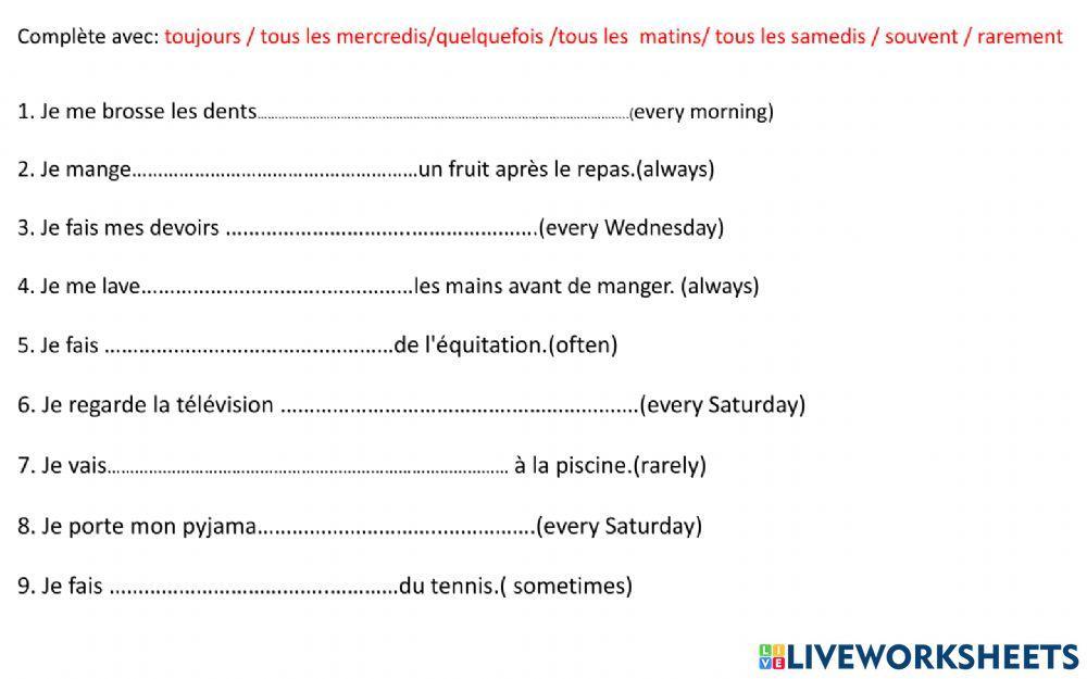 Les adverbes de fréquence