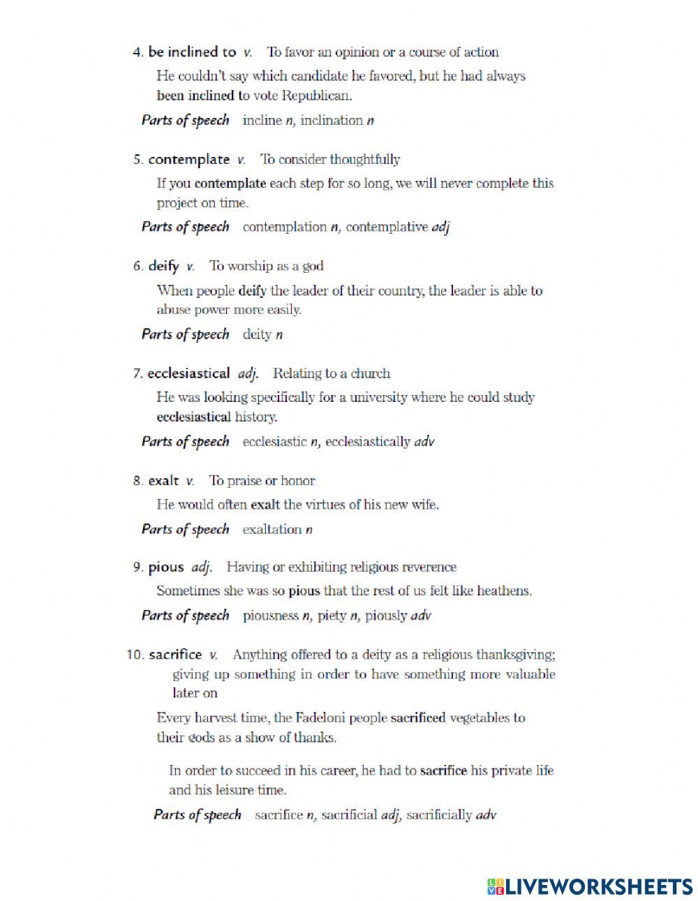 L10 and L11 Vocabulary Itp