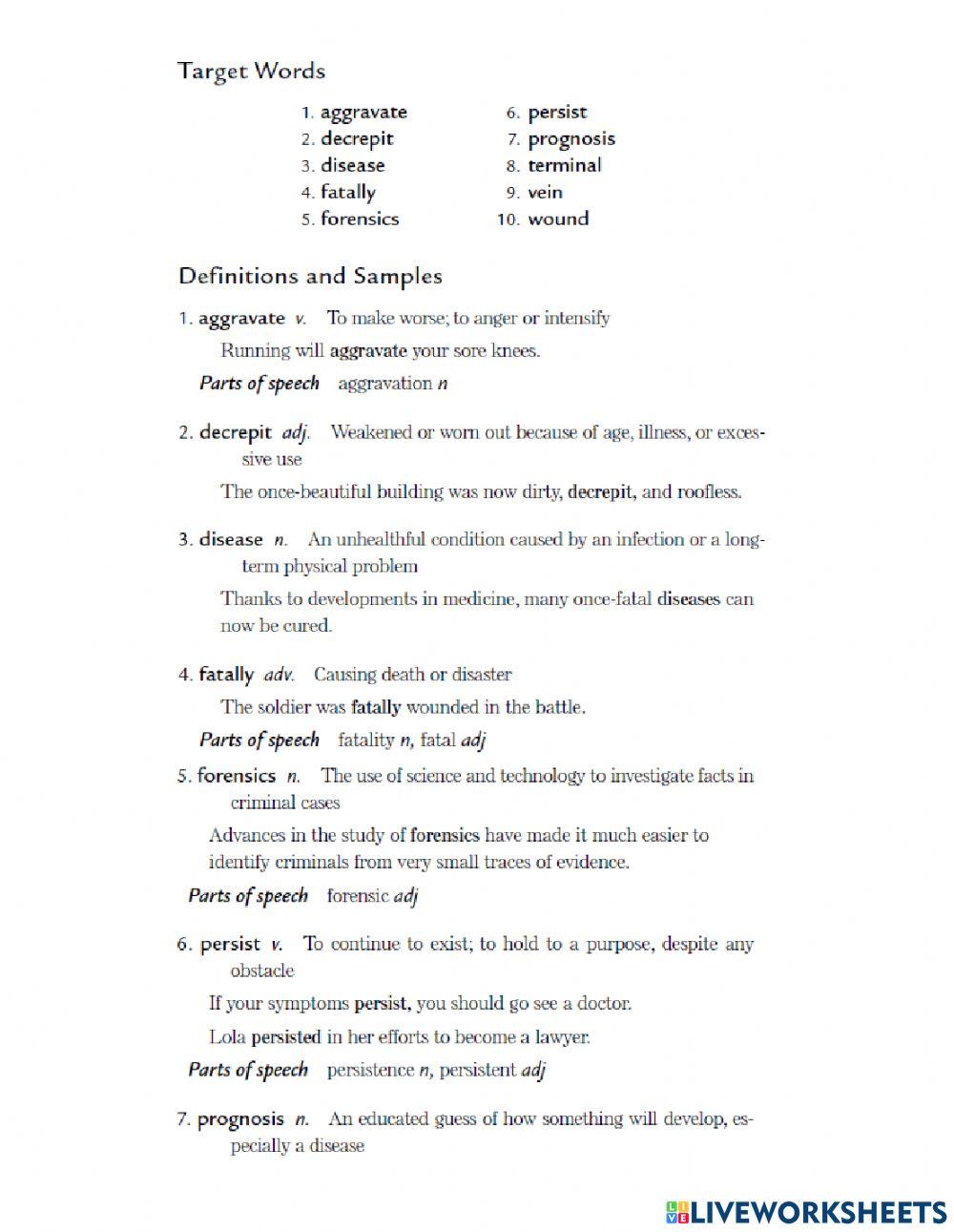 L10 and L11 Vocabulary Itp