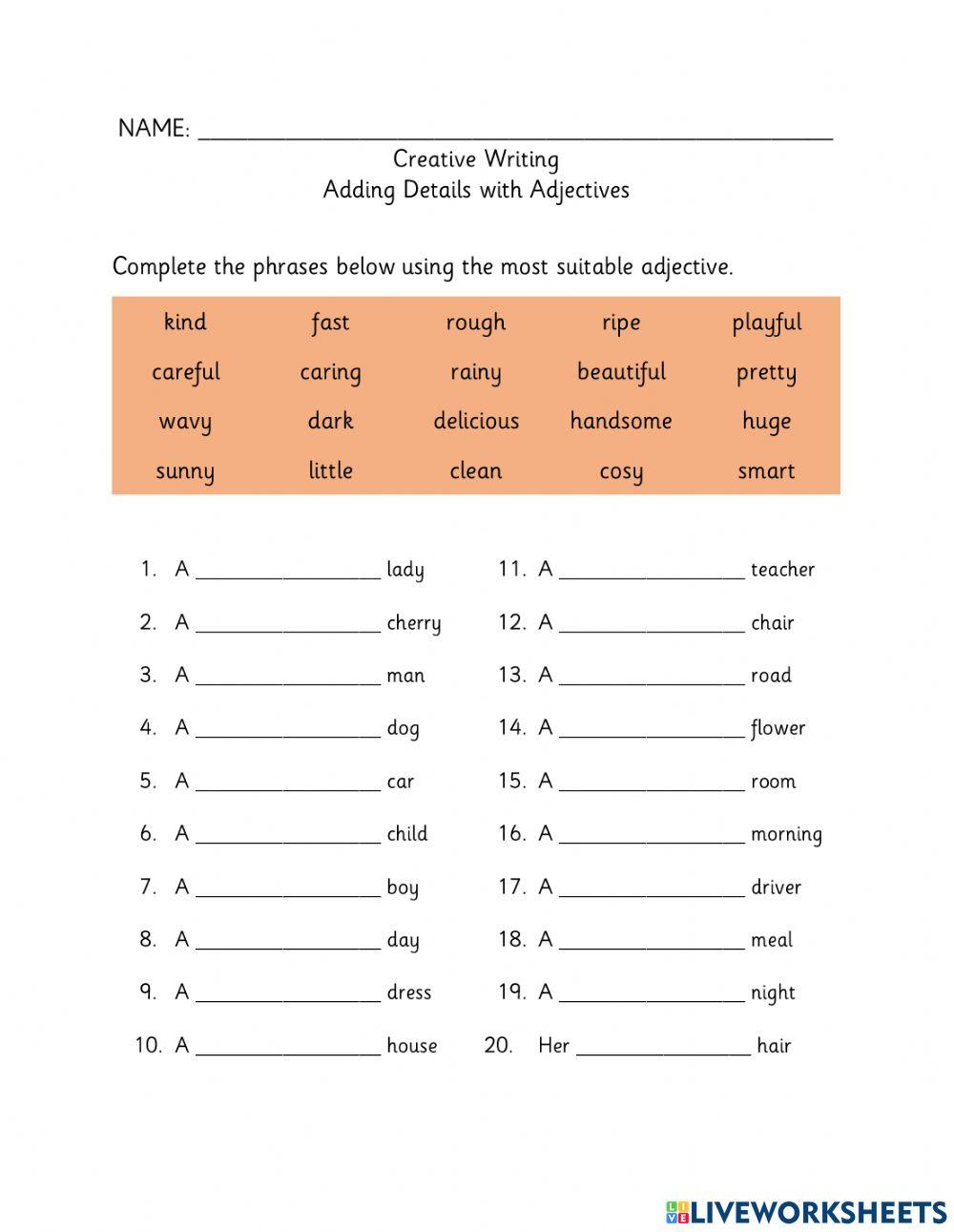 Adjectives - Wrksht 1