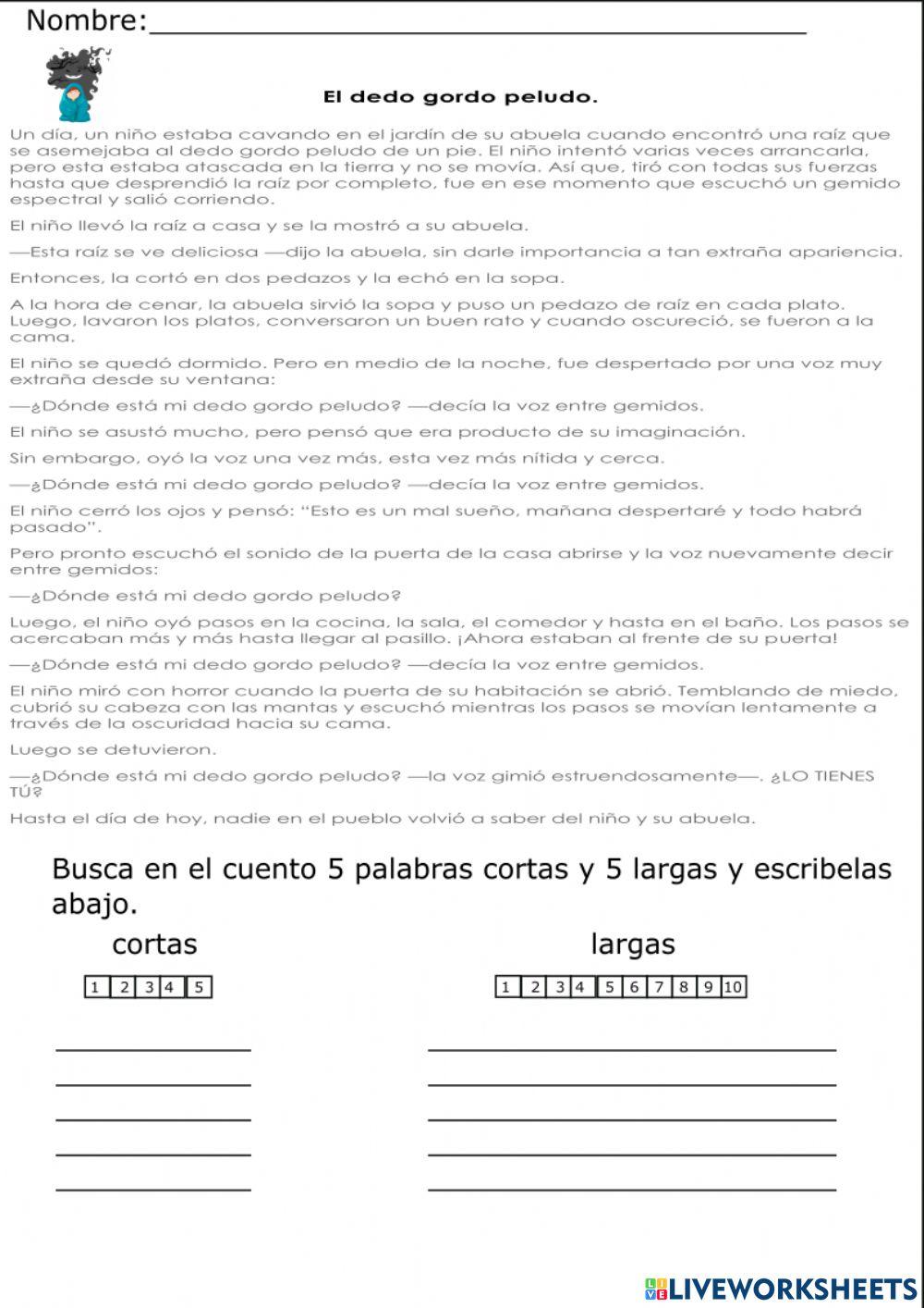 Cuento -el dedo peludo-