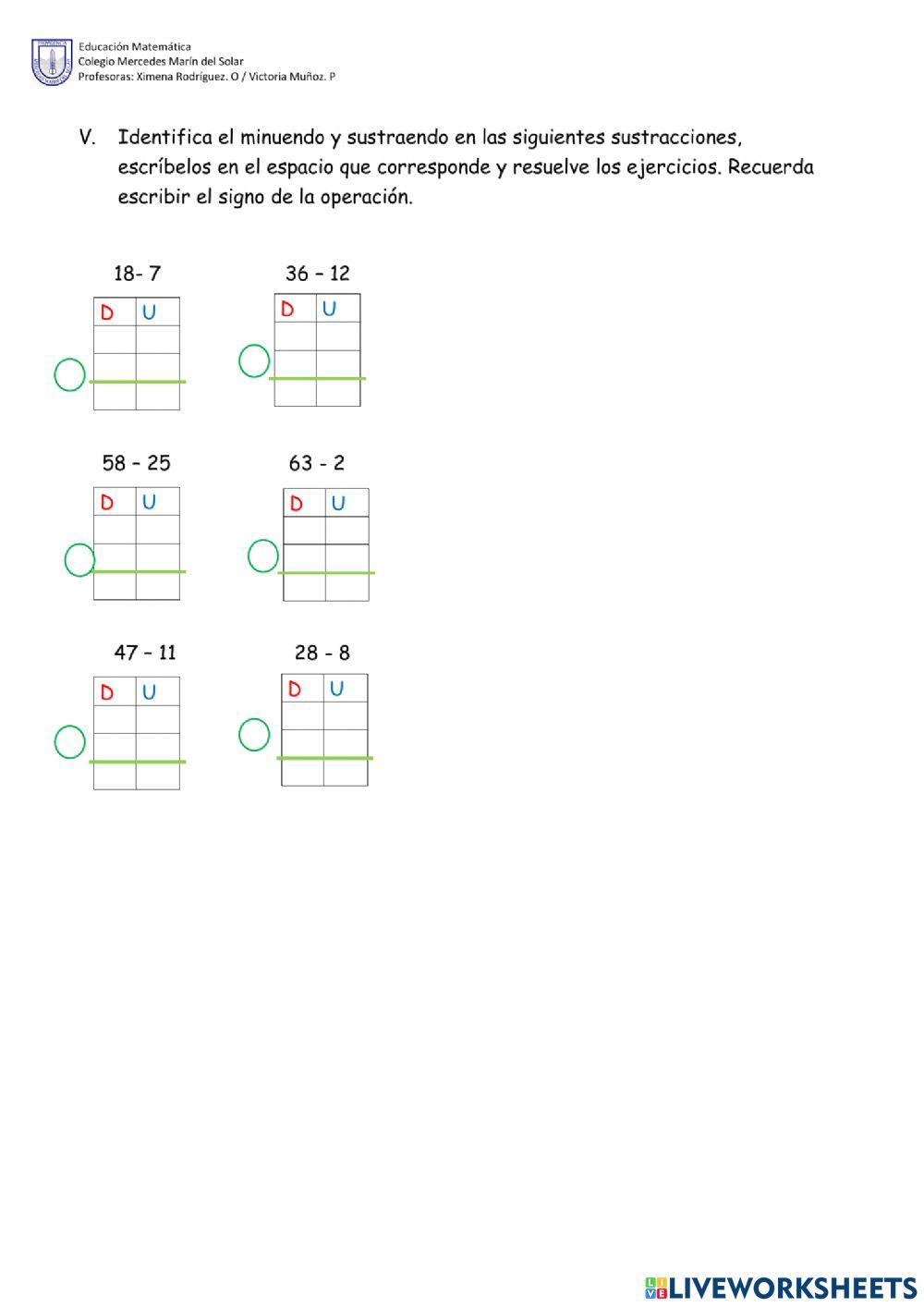 Evaluación de matemática primero