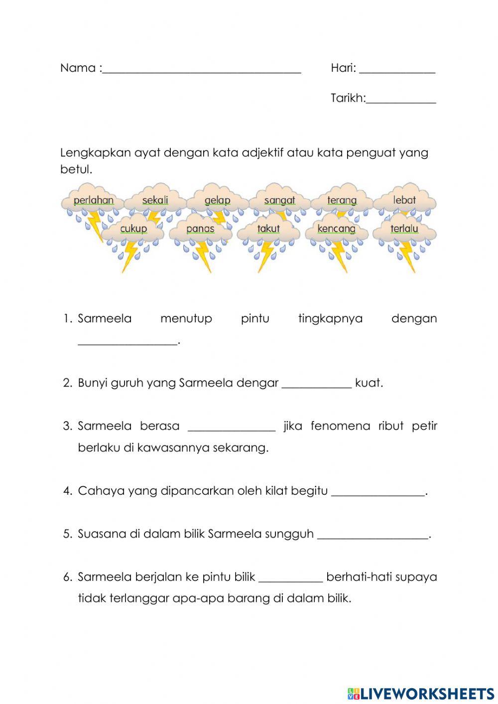 Bahaya Ribut Petir - Kata Adjektif dan Penguat Tahun 6