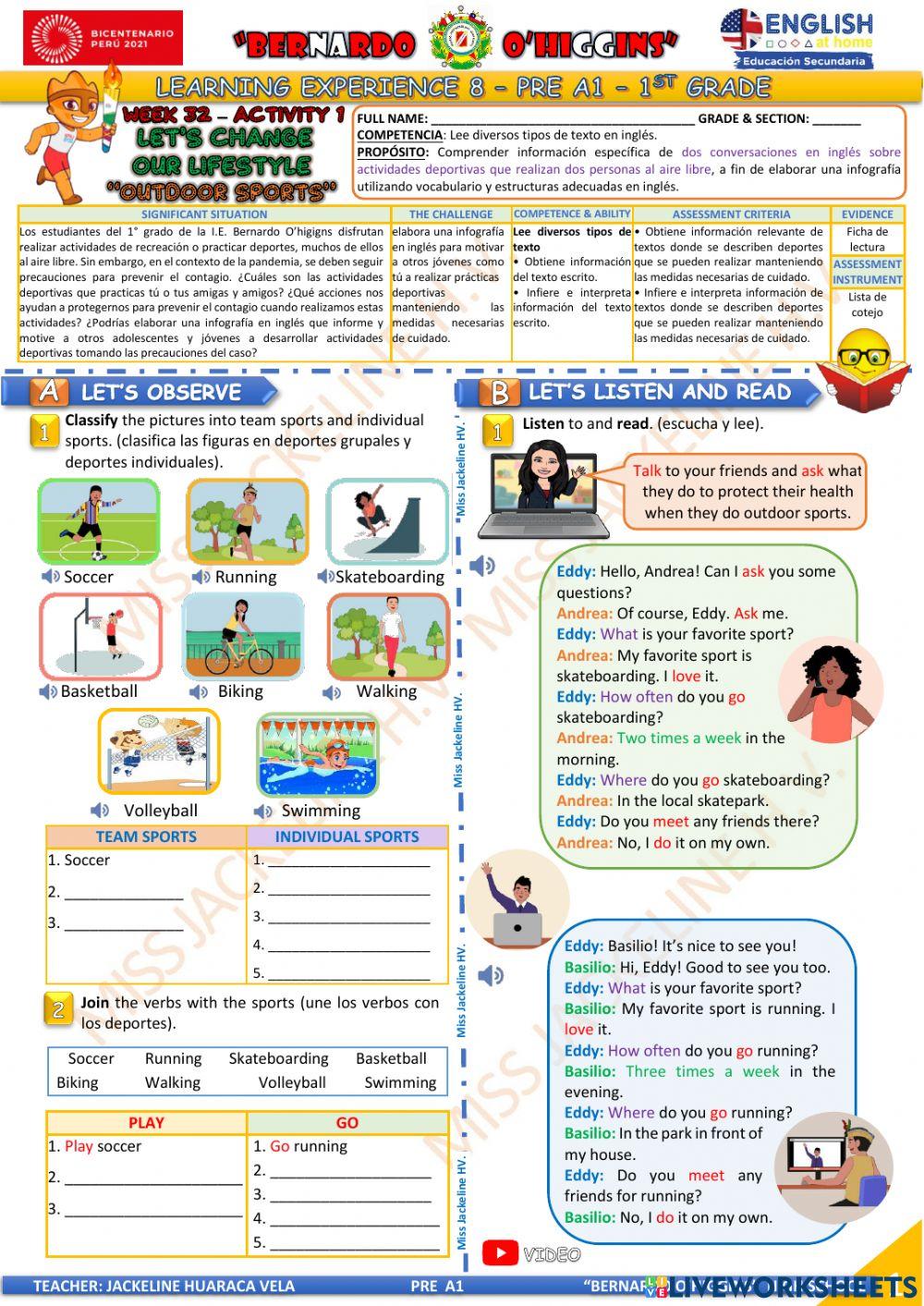 1° GRADO PRE A1 - EDA 8 - activity 1 - Aprendo en casa